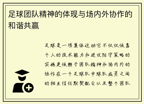 足球团队精神的体现与场内外协作的和谐共赢